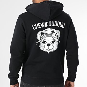 Chewidoudouu X Ryan Jernival - Felpa con cappuccio Black White Teddy