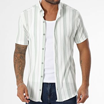 Classic Series - Camicia a maniche corte a righe 011 Bianco Verde chiaro