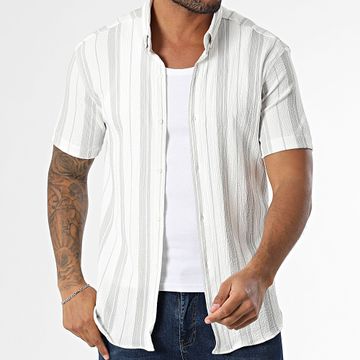 Classic Series - Camicia a maniche corte a righe 011 Bianco Grigio