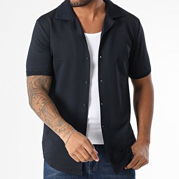 Classic Series - Camicia a maniche corte a righe blu navy 006