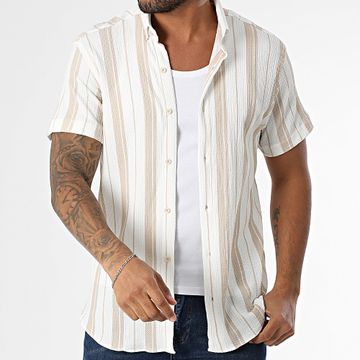 Classic Series - Camicia a maniche corte a righe 011 Bianco Beige