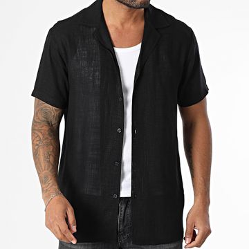 Frilivin - Camicia a maniche corte effetto lino 153 nero