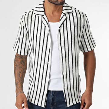 Frilivin - 056 Camicia a maniche corte a righe bianche e nere