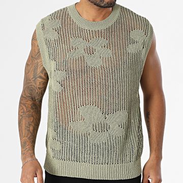 Frilivin - Canotta traforata in maglia 33A Verde Khaki