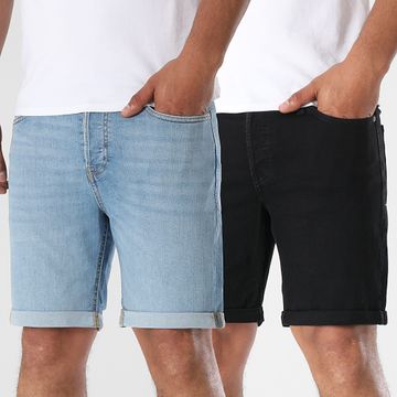 Jack And Jones - Set di 2 pantaloncini originali Rick Jean Blu Denim Nero