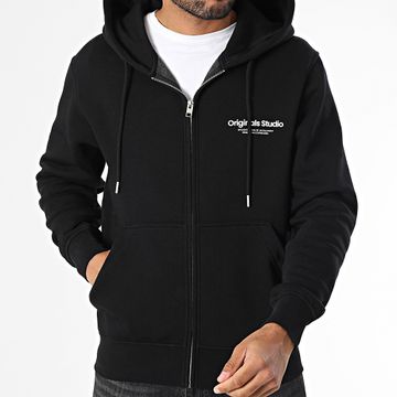 Jack And Jones - Felpa con cappuccio con zip nera Vesterbro