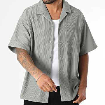 Jack And Jones - Camicia a maniche corte plissettata Resort Horizon Verde chiaro Khaki