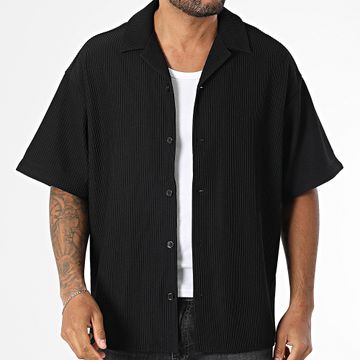 Jack And Jones - Horizon Plisse Resort - Camicia a maniche corte a coste nere