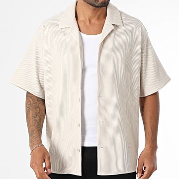 Jack And Jones - Resort Camicia a maniche corte a pieghe Horizon a coste Beige chiaro