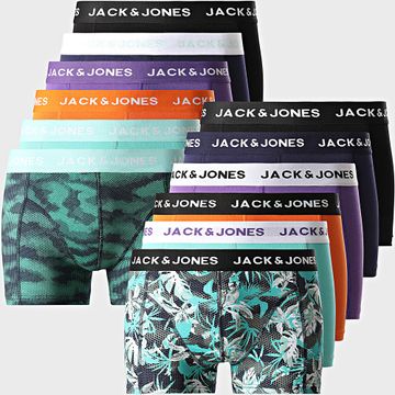 Jack And Jones - Confezione da 12 boxer Tasmania Viola Nero Blu Turchese Navy Arancione Verde