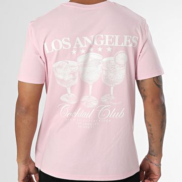 Luxury Lovers - Maglietta oversize LA Cocktail Club Rosa Bianco