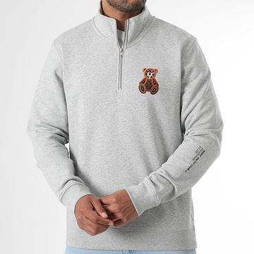 Teddy Yacht Club - Felpa con collo a zip Small Leather Heather Grey