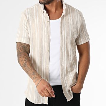Classic Series - Camicia a maniche corte a righe 011 Beige Bianco