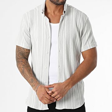 Classic Series - Camicia a maniche corte a righe 011 Grigio chiaro Bianco
