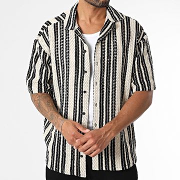 Only And Sons - Camicia a maniche corte a righe Dani Beige Black