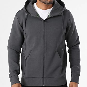 BOSS - Felpa con cappuccio e zip 50506161 Grigio antracite