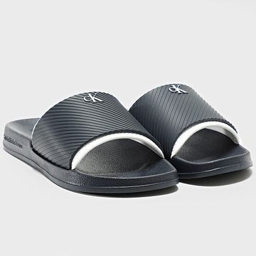 Calvin Klein - Scivolare in gomma neoprene Testo 1234 Navy
