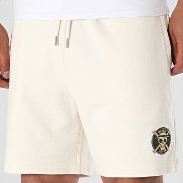 One Piece - Pantaloncini da jogging con logo beige oro