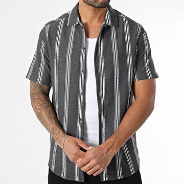 Classic Series - Camicia a maniche corte a righe 470 Grigio antracite Bianco
