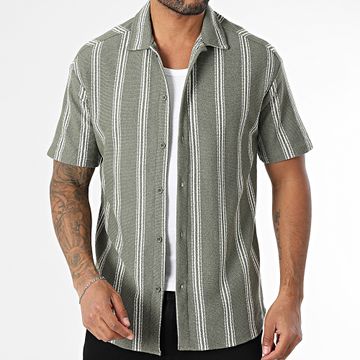 Classic Series - Camicia a maniche corte a righe 470 Verde Bianco