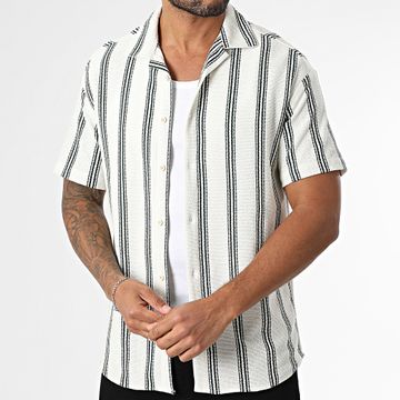 Classic Series - Camicia a maniche corte a righe 470 verde ecrù