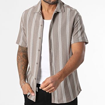Classic Series - Camicia a maniche corte a righe 470 Marrone Beige