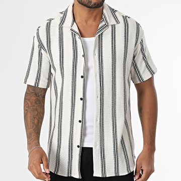 Classic Series - Camicia a maniche corte a righe 470 Ecru Nero