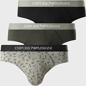 Emporio Armani - Set di 3 slip EM000256-AF10800 Nero Verde Khaki
