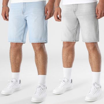 LBO - Set di 2 pantaloncini rilassati 3582 3581 Blu Denim Grigio Denim