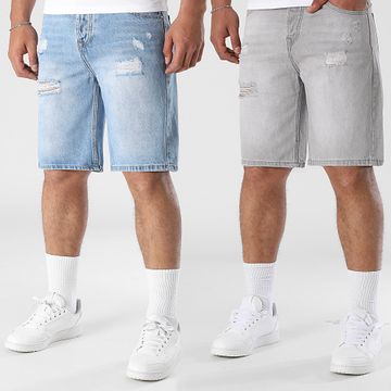 LBO - Set di 2 pantaloncini Jean rilassati 0326 0324 Denim grigio blu