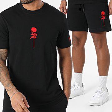 Luxury Lovers - MC Velvet - Set di maglietta e pantaloncini da jogging rosa, nero e rosso