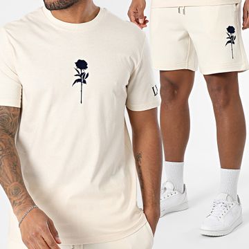 Luxury Lovers - MC Velvet Rosa Beige Navy Set di maglietta e pantaloncini da jogging