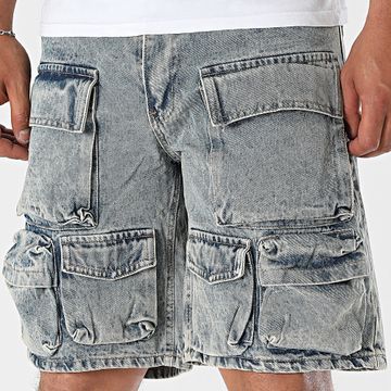 Uniplay - 248 Pantaloncini blu Denim Beige Jean Cargo