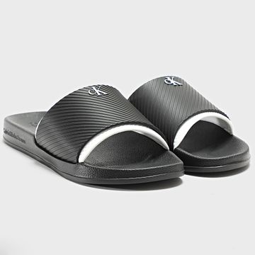 Calvin Klein - Scivolare in gomma neoprene Testo 1234 Claquettes Nero