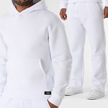 Zelys Paris - Manko Essential Set di felpa con cappuccio e pantaloni da jogging bianco