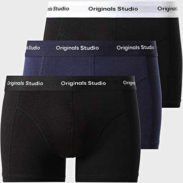 Jack And Jones - Set di 3 boxer solidi Vesterbro blu navy nero