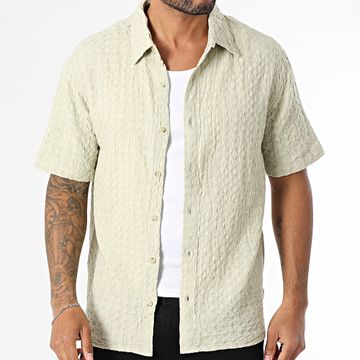 Jack And Jones - Camicia a manica corta Dobby Check Verde Khaki chiaro
