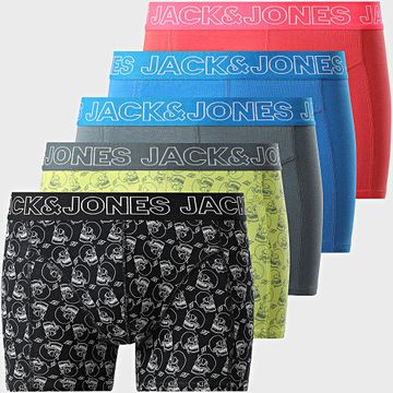 Jack And Jones - Set di 5 boxer Skull Capri Giallo Nero Grigio Blu Reale Rosso