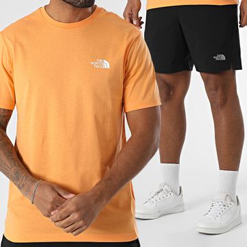The North Face - Set di maglietta e pantaloncini da jogging A87NG A3O1B Nero Arancione