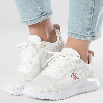 Calvin Klein - Eva Runner L-UP Mix Mesh Logo 1851 Bianco brillante Rosa tortora Scarpe da ginnastica da donna
