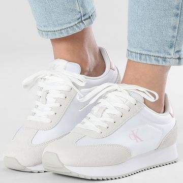 Calvin Klein - Sneakers donna Runner Laceup MG Nylon Mix 1828 Bright White Sweet Pink