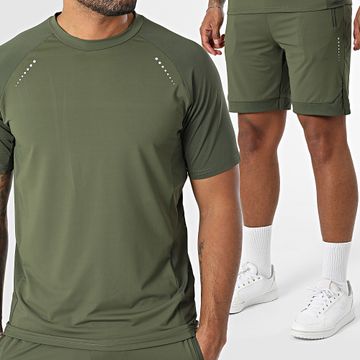 Classic Series - Set composto da maglietta verde kaki e pantaloncini da jogging 437