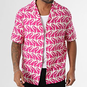 Frilivin - 137 Camicia a maniche corte fucsia ecru
