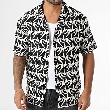 Frilivin - 137 Camicia a maniche corte nera ecru