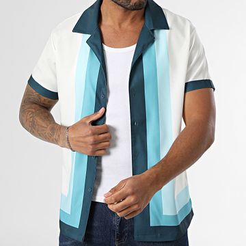 Frilivin - Camicia a maniche corte P56 Bianco Azzurro Anatra