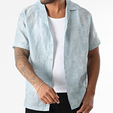 Frilivin - O13 Camicia a maniche corte Azzurro Floreale
