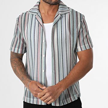 Frilivin - Camicia a maniche corte a righe 169 Verde Blu Bianco Rosa
