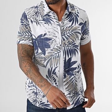 Kymaxx - Camicia a maniche corte 008 Bianco Blu Navy