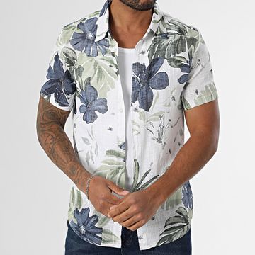 Kymaxx - Camicia a maniche corte 008 Bianco Blu Navy Floreale