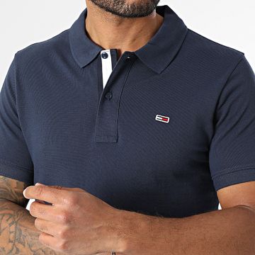 Tommy Jeans - Polo 5370 Slim a manica corta con abbottonatura, Navy